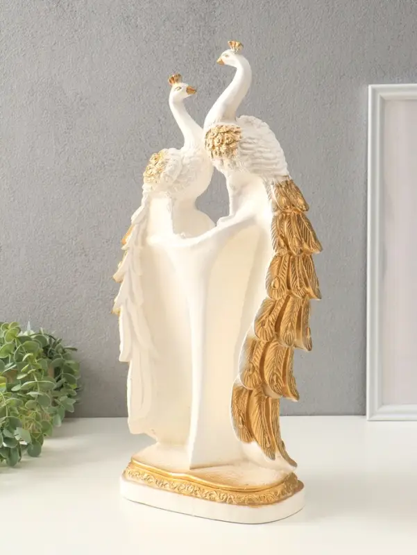 Фигура гипс &laquo;Две Жар-птицы&raquo;, белый с золотом, 55&times;30&times;14 см