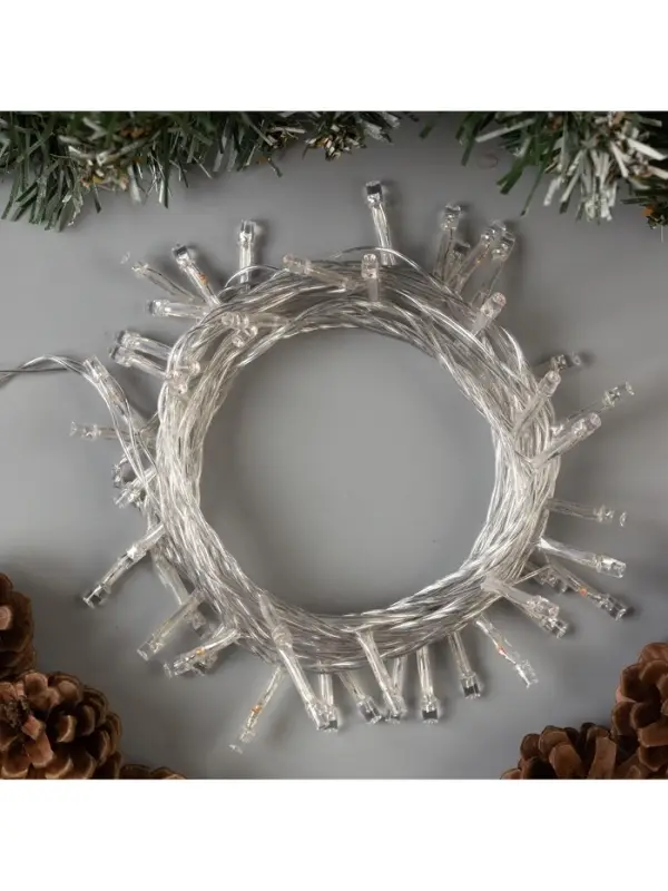 Гирлянда &laquo;Нить&raquo; 5 м, IP20, прозрачная нить, 50 LED, 8 режимов, 220 В, свечение фиолетовое
