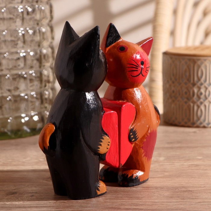 Сувенирный набор дерево Сувенирный набор дерево "Влюблённая парочка кошек" 16х5х16,5 см