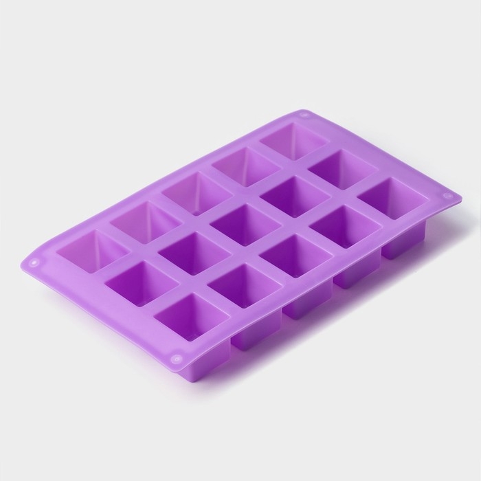 Форма для выпечки Доляна «Фигуры.Куб», силикон, 26×15×3,2 см, 15 ячеек (3,4×3,4см), цвет фиолетовый Форма для выпечки Доляна «Фигуры.Куб», силикон, 26×15×3,2 см, 15 ячеек (3,4×3,4см), цвет фиолетовый