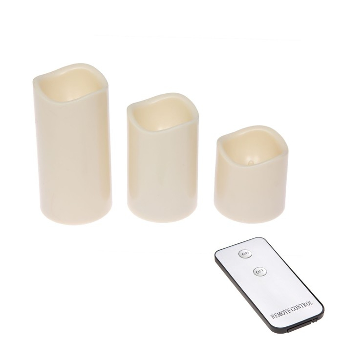 Свеча светодиодная «Пламя», с пультом, набор 3 шт. Свеча светодиодная «Пламя», с пультом, набор 3 шт.
