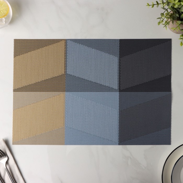 Салфетка сервировочная на стол «Пудра», 45,5×30 см, цвет бежево-синий Салфетка сервировочная на стол «Пудра», 45,5×30 см, цвет бежево-синий