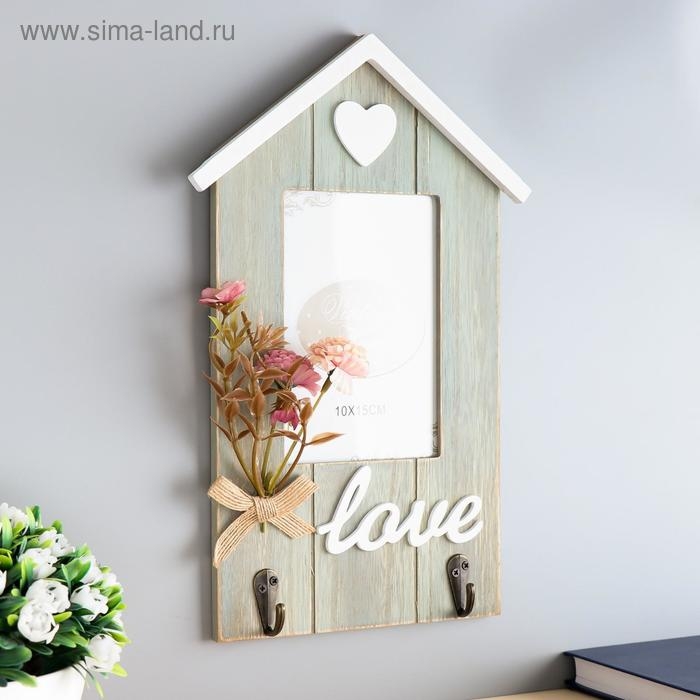 Крючки декоративные дерево с фоторамкой 10х15 см Крючки декоративные дерево с фоторамкой 10х15 см "Букетик цветов" 31х19,5х3,5 см