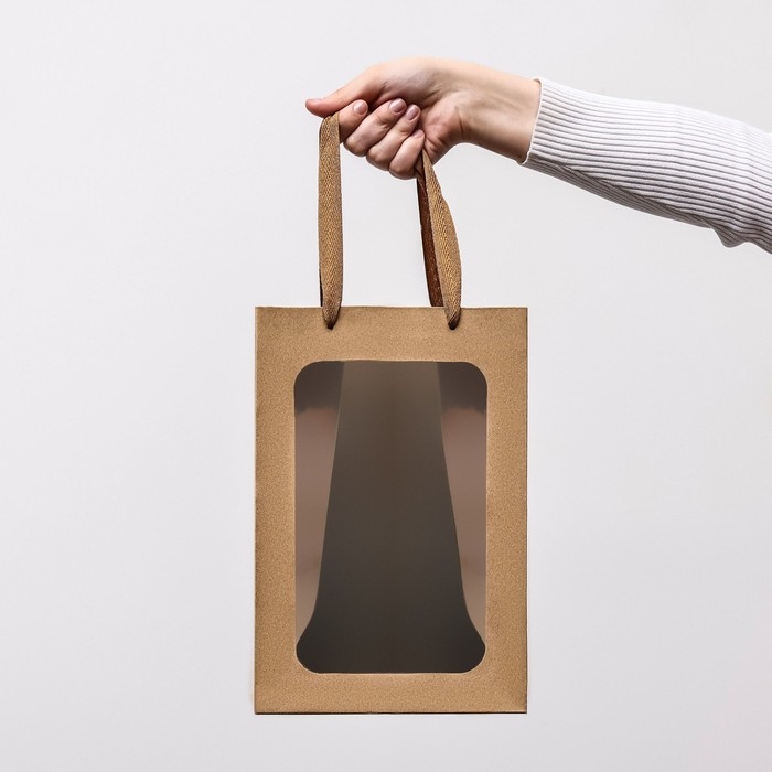 Пакет подарочный, с окном, 30 х 20 х 16 см, крафт, 1шт. Пакет подарочный, с окном, 30 х 20 х 16 см, крафт, 1шт.