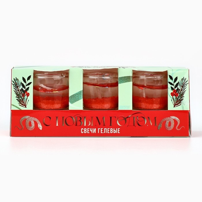 Свечи гелевые новогодние «С Новым годом!» на Новый год на Новый год, 3 шт, красные, 2,5 х2,5 х 2,5 см Свечи гелевые новогодние «С Новым годом!» на Новый год на Новый год, 3 шт, красные, 2,5 х2,5 х 2,5 см