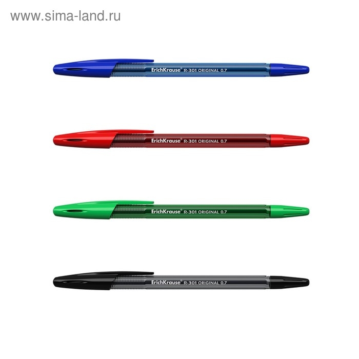 Набор ручек шариковых ErichKrause R-301 Original Stick, 4 штуки, стандартный узел 0,7 мм, чернила микс, корпус тонированный микс Набор ручек шариковых ErichKrause R-301 Original Stick, 4 штуки, стандартный узел 0,7 мм, чернила микс, корпус тонированный микс