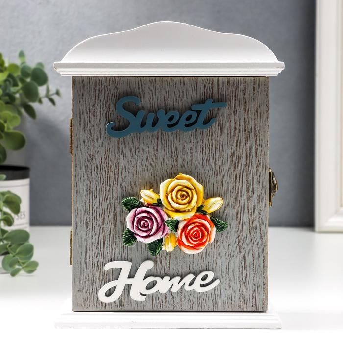 Ключница дерево 2 крючка Ключница дерево 2 крючка "Три розы - Sweet home" 20,5х6х15 см