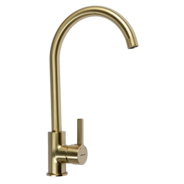 Cмеситель для кухни Accoona A4594AW, однорычажный, высокий излив, латунь, золото Cмеситель для кухни Accoona A4594AW, однорычажный, высокий излив, латунь, золото