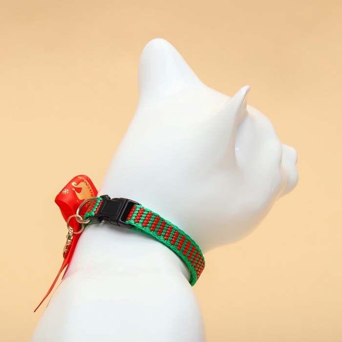 Ошейник + бант + новогодний подвес Ошейник + бант + новогодний подвес "Подарки", 30 х 1 см, капрон, зелёный