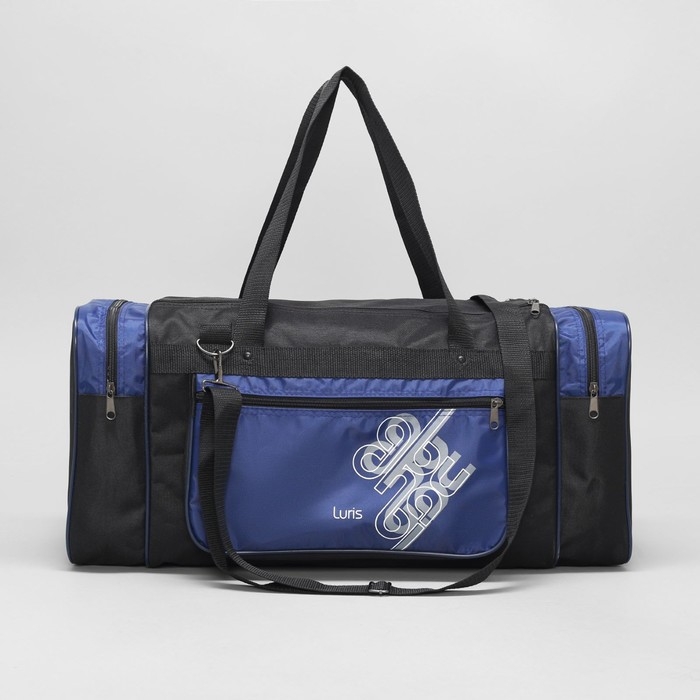 Сумка дорожная, 3 отдела на молниях, наружный карман, длинный ремень, цвет чёрный/синий Сумка дорожная, 3 отдела на молниях, наружный карман, длинный ремень, цвет чёрный/синий