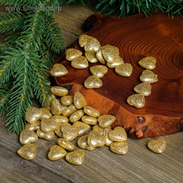 Фигурка для поделок и декора «Сердце», набор 50 шт., размер 1 шт. 1,5×1,5×0,5 см, цвет золото Фигурка для поделок и декора «Сердце», набор 50 шт., размер 1 шт. 1,5×1,5×0,5 см, цвет золото