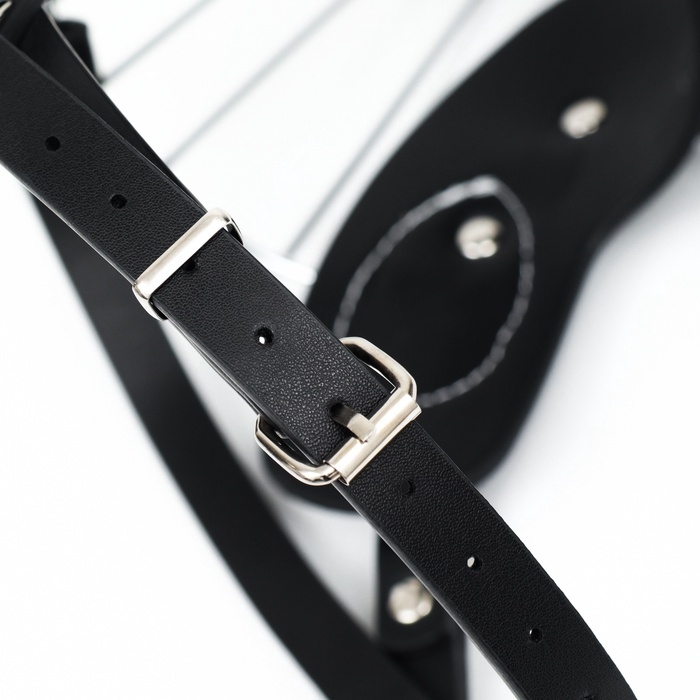 Намордник металлический №3 с трехсторонним ремешком, прессованная кожа, чёрный Намордник металлический №3 с трехсторонним ремешком, прессованная кожа, чёрный