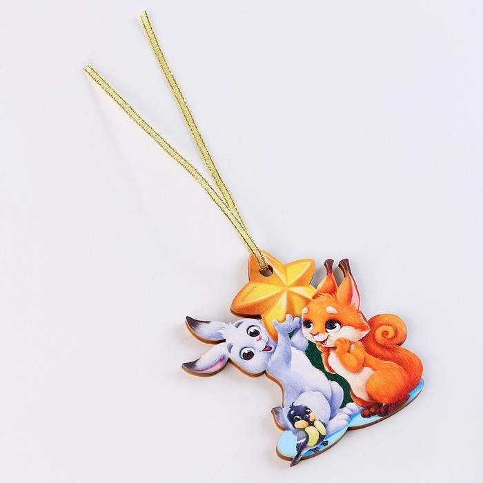 Ёлочная игрушка - подвеска деревянная &laquo;Новый год! Зверята&raquo;