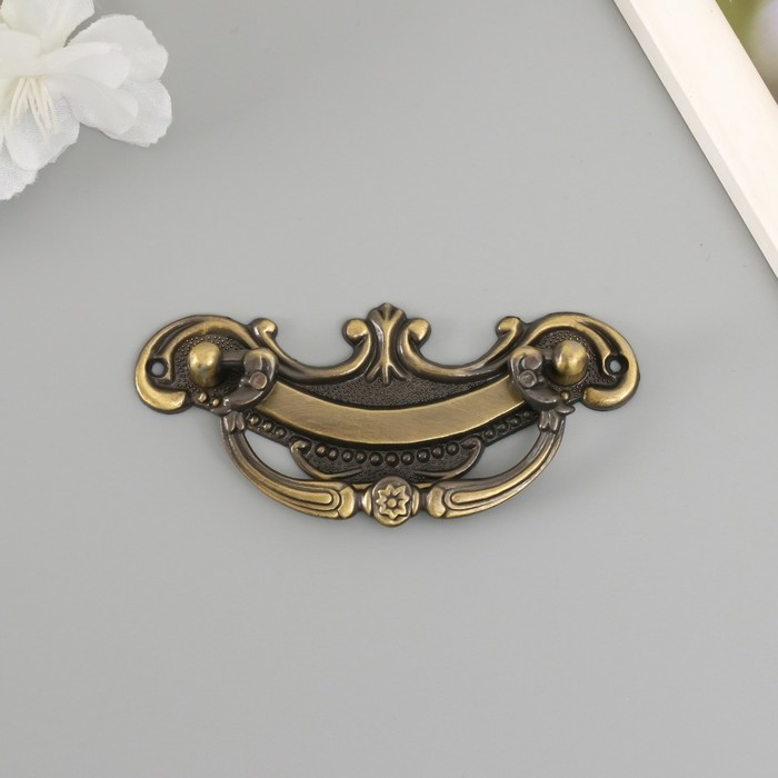 Ручка для шкатулки металл Ручка для шкатулки металл "Узоры" бронза 9х4 см