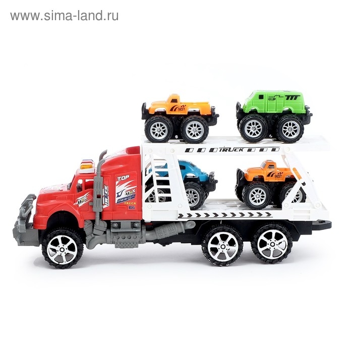 Грузовик инерционный &laquo;Перевозчик&raquo; с 4 машинами, МИКС