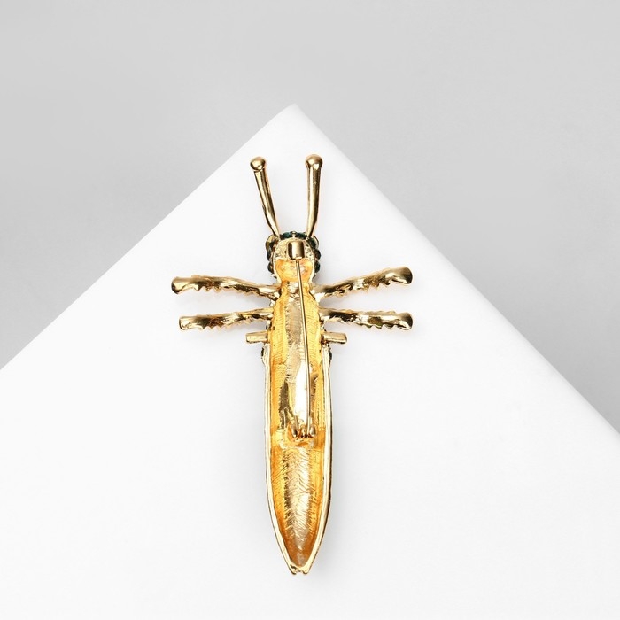 Брошь «Жук» длиннохвостый, цвет чёрно-зелёный в золоте Брошь «Жук» длиннохвостый, цвет чёрно-зелёный в золоте