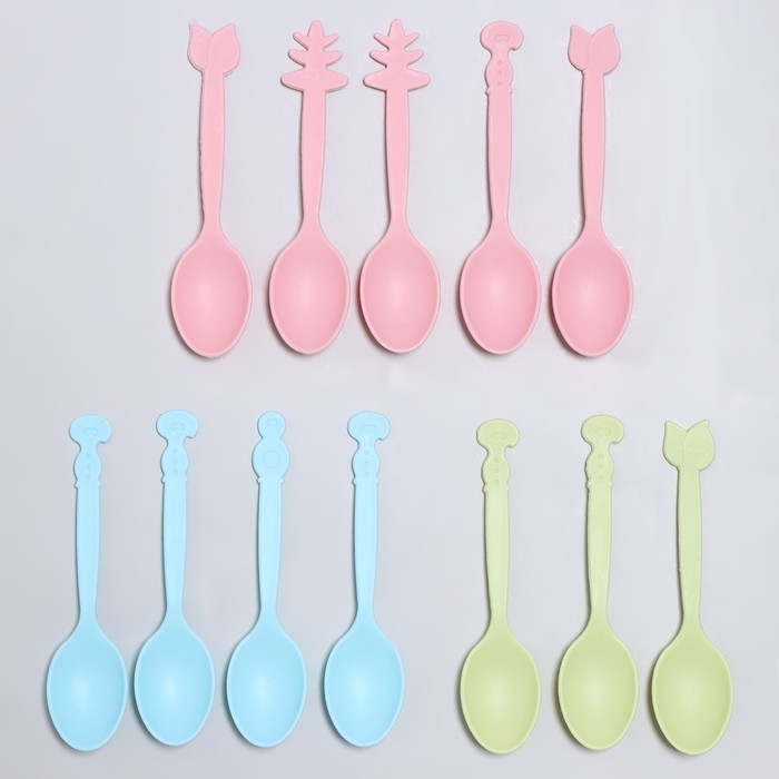 Ложки пластиковые, 9 см, 12 шт., цвет МИКС Ложки пластиковые, 9 см, 12 шт., цвет МИКС