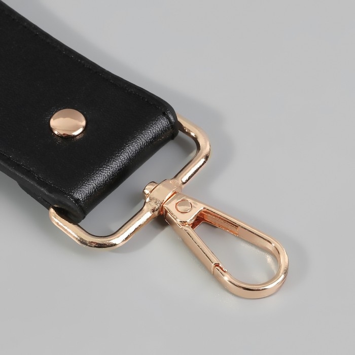 Ручка для сумки, с карабинами, 35 ± 1 см × 3,5 см, цвет чёрный/золотой Ручка для сумки, с карабинами, 35 ± 1 см × 3,5 см, цвет чёрный/золотой