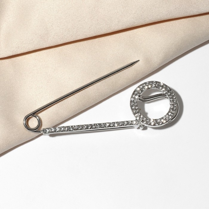 Булавка «Симпл» круг, 7 см, цвет белый в серебре Булавка «Симпл» круг, 7 см, цвет белый в серебре