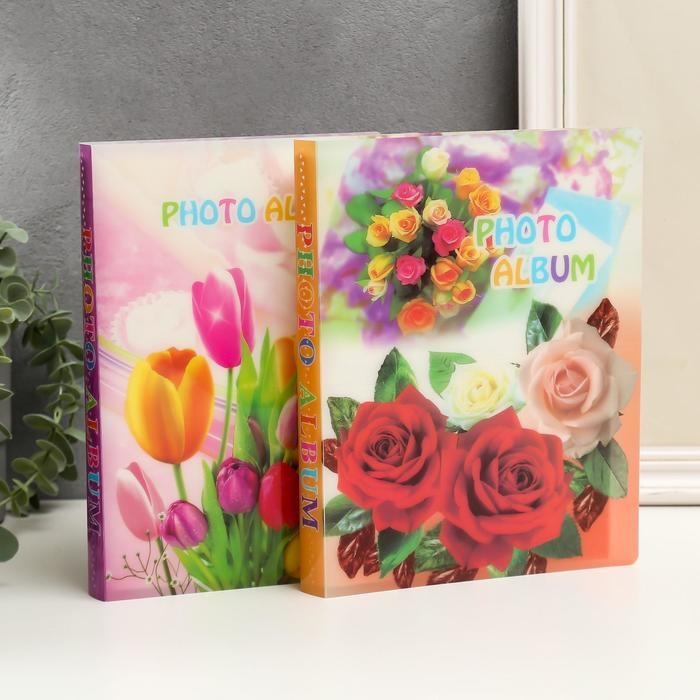 Фотоальбом на 64 фото 10х15 см  Фотоальбом на 64 фото 10х15 см "Розы МИКС" 2х17,5х23 см