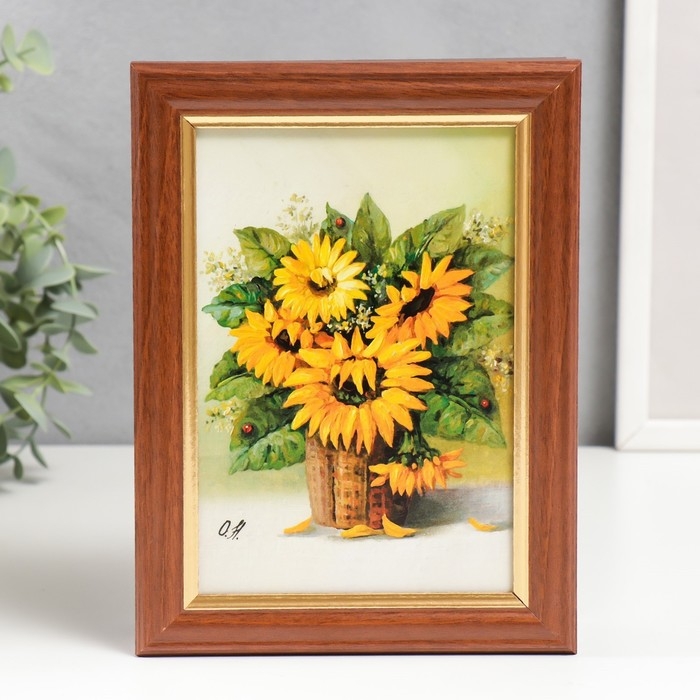 Ключница Ключница "Букет подсолнухов" орех 15х21см