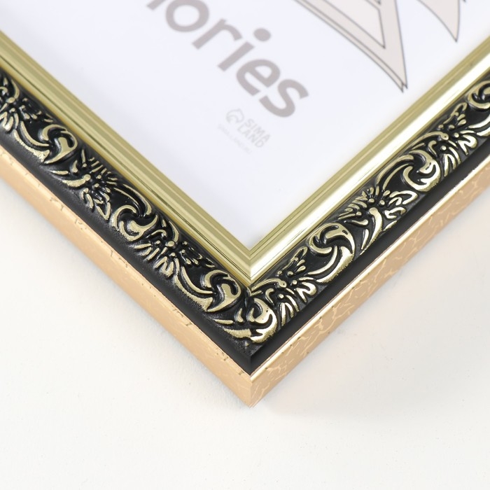 Фоторамка пластик Фоторамка пластик "Винтаж" 15х21 см, черный с золотом