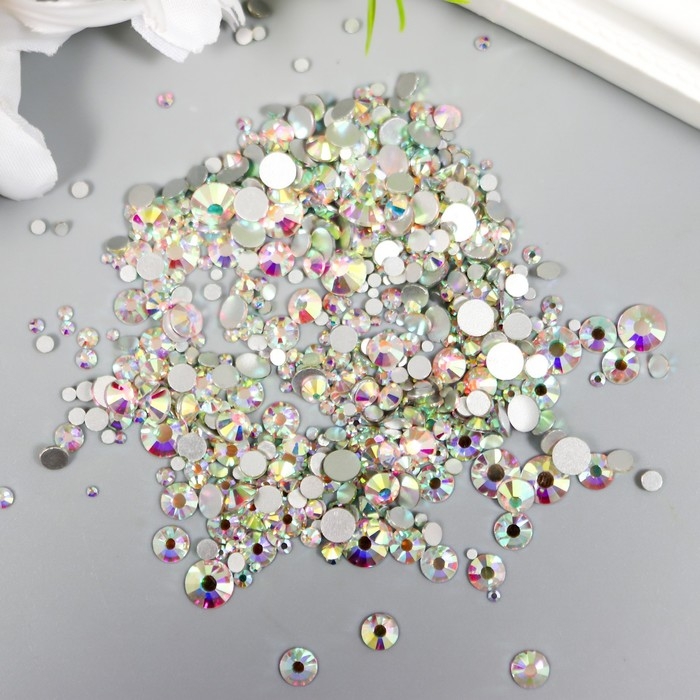 Декор для творчества стекло Декор для творчества стекло "Стразы усечённый конус. Белый хамелеон" d=1,5-6,5мм н-р 1000 шт 74595