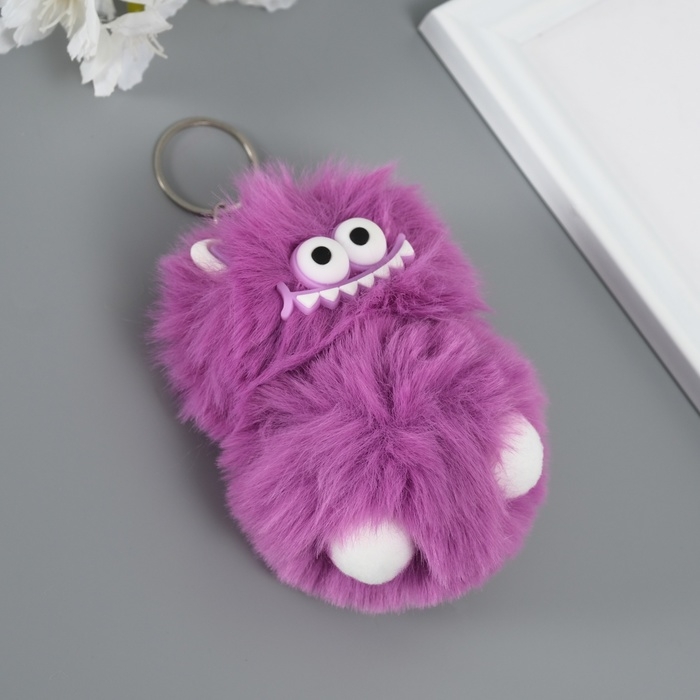 Пушистик на кольце Пушистик на кольце "Монстр зубастик" фиолетовый 10х8х8 см