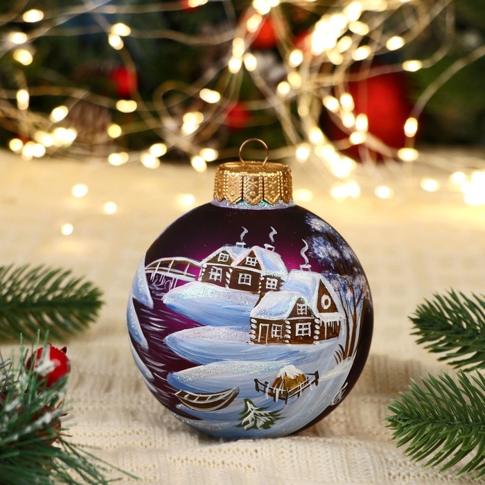 Набор из 4-х ёлочных шаров 100 мм «Зимний сон» Набор из 4-х ёлочных шаров 100 мм «Зимний сон»