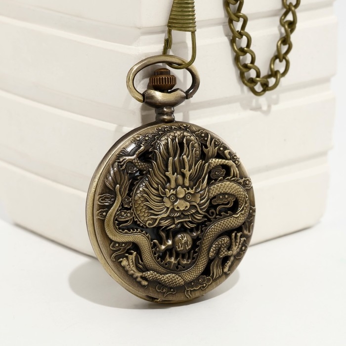 Часы карманные Часы карманные "Дракон", кварцевые, d циферблата-4.7 см, цепочка l-38 см