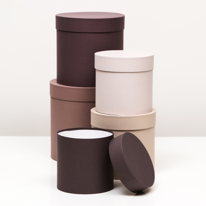 Набор шляпных коробок 5 в 1, песочный, 23 х 23-15 х 15 см Набор шляпных коробок 5 в 1, песочный, 23 х 23-15 х 15 см