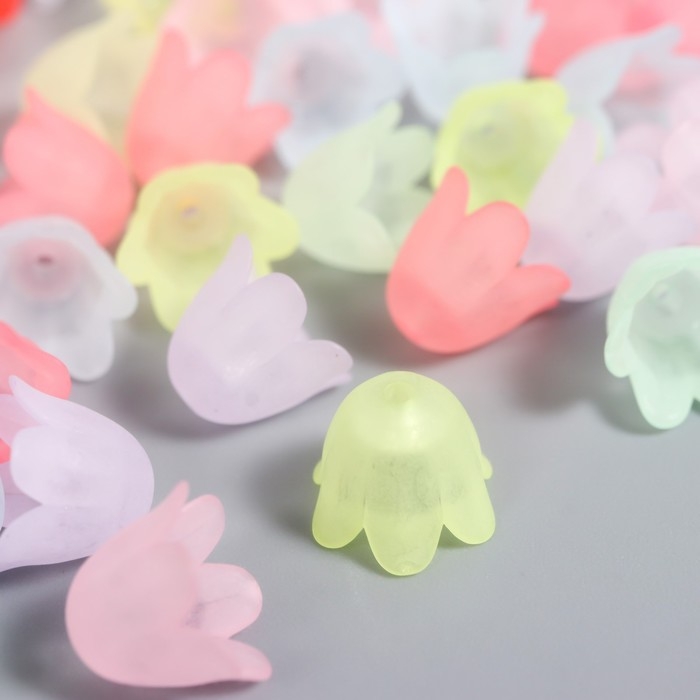 Бусины для творчества пластик Бусины для творчества пластик "Цветок ландыша пастель" набор 80 шт полупрозр. 1,1х1,1х0,9 см