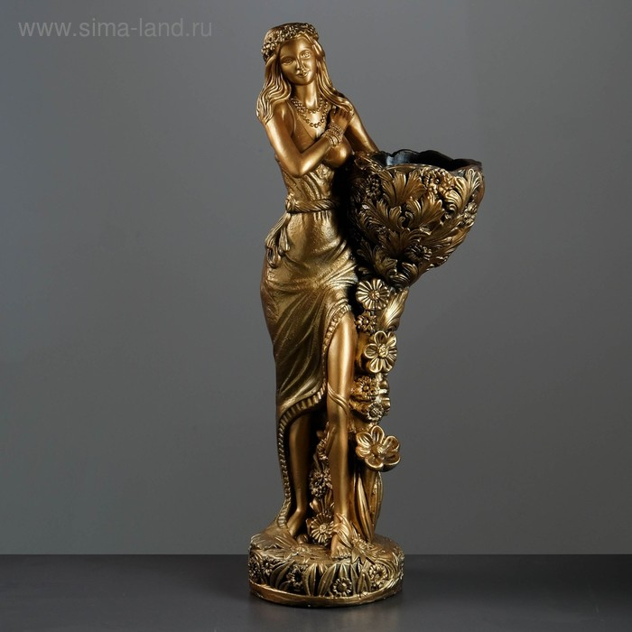 Фигура с кашпо Фигура с кашпо "Лесная фея" 1л / 36х85х23см бронза