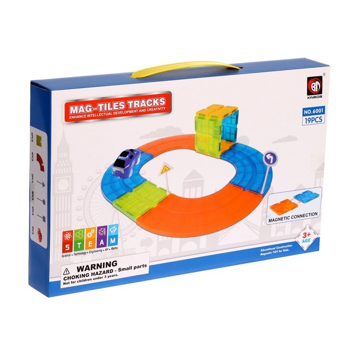Конструктор магнитный «Магический трек», машинка ездит от батареек, 19 деталей Конструктор магнитный «Магический трек», машинка ездит от батареек, 19 деталей