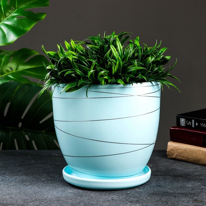 Горшок цветочный Горшок цветочный "Магнолия" голубой, 4,7 л