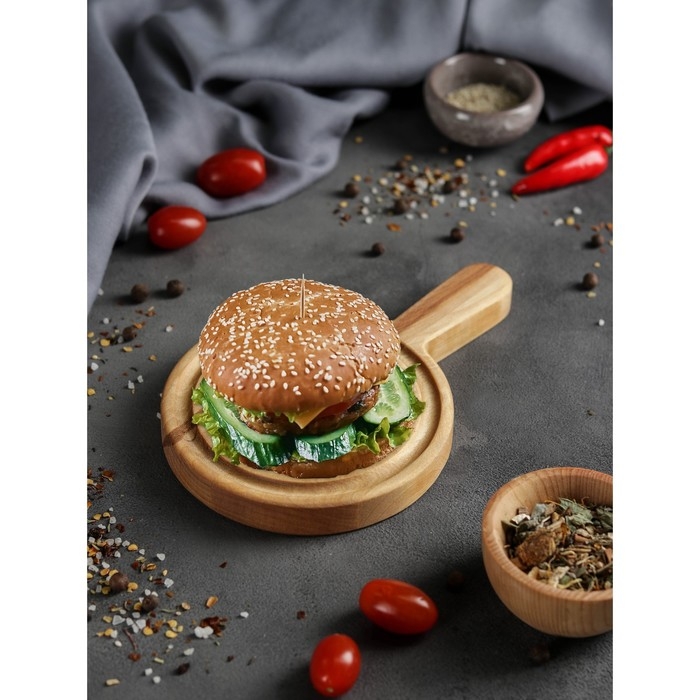 Доска для подачи Adelica «Бургерная», с ручкой, 20×13×1,8 см, берёза Доска для подачи Adelica «Бургерная», с ручкой, 20×13×1,8 см, берёза