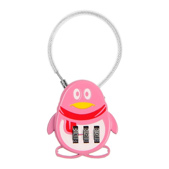 Замок навесной кодовый, Замок навесной кодовый, "Пингвин", розовый