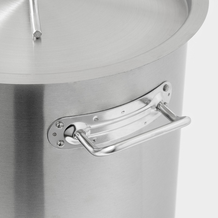 Кастрюля из нержавеющей стали Hanna Knövell HoReCa, 30 л, толщина 0,8 мм, 201 сталь, дно 3,2 мм, металлическая крышка, с теплораспределительным слоем, индукция