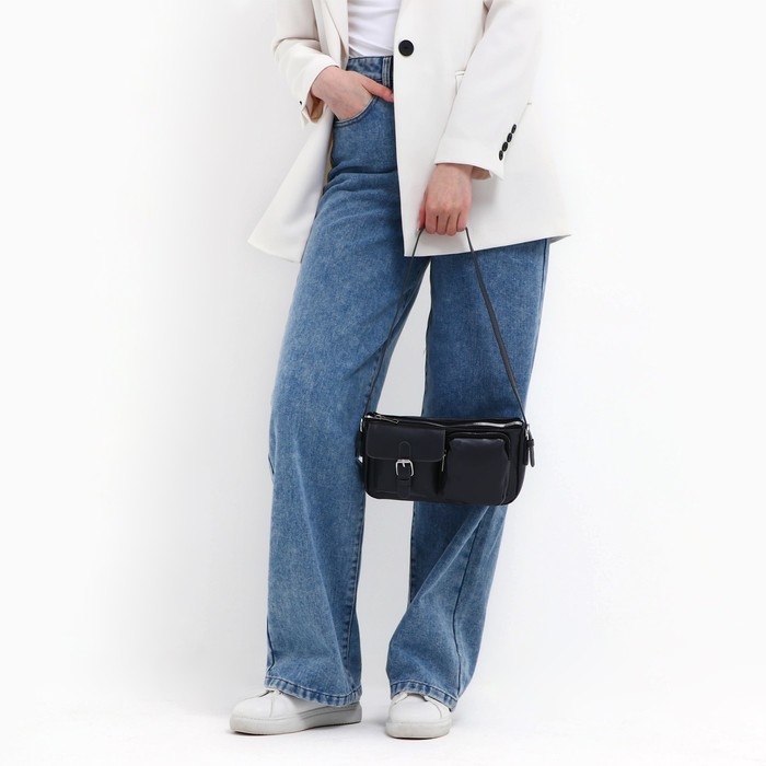 Сумка женская с карманами кожзам, графитный цвет Сумка женская с карманами кожзам, графитный цвет