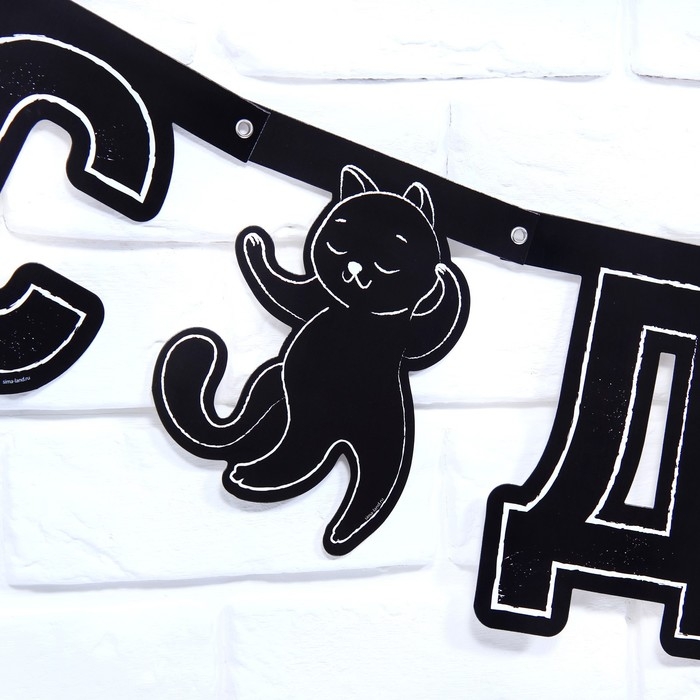 Гирлянда на люверсах с украшениями 5 шт. «С Днем рождения!», черно-белый, длина 246 см Гирлянда на люверсах с украшениями 5 шт. «С Днем рождения!», черно-белый, длина 246 см