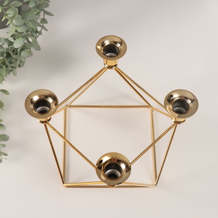 Подсвечник металл на 4 свечи Подсвечник металл на 4 свечи "Геометрия" d-2 см 21х21,5х14 см