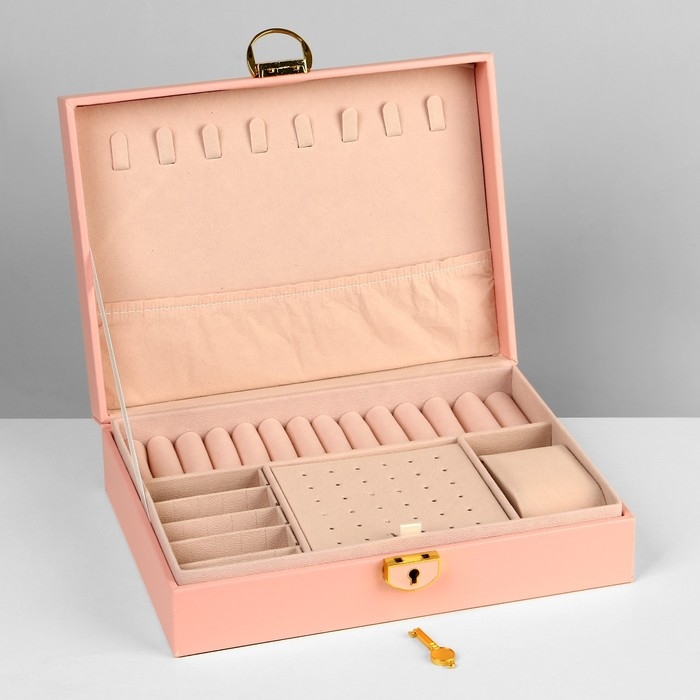 Подставка для украшений &laquo;Шкатулка&raquo; 1 ярус, 17&times;23&times;6,5 см, цвет розовый