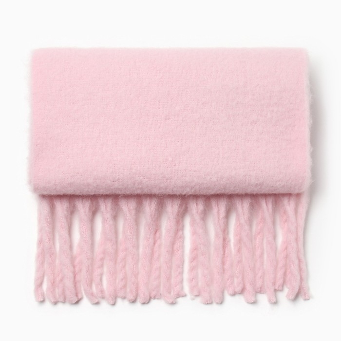 Шарф зимний объемный с кистями MINAKU 210*38+18 см цвет розовый