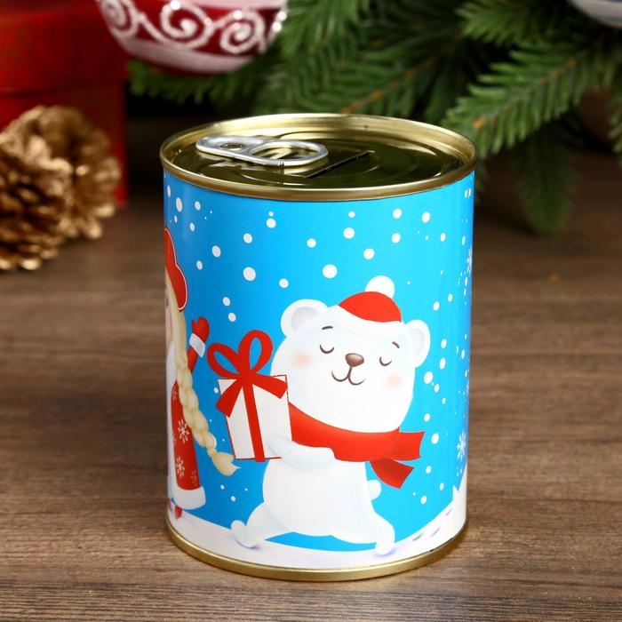 Копилка-банка металл  Копилка-банка металл "С Новым Годом. Дед Мороз" 7,3х9,5 см