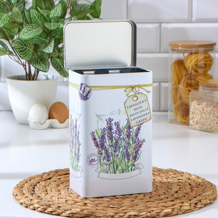 Банка для сыпучих продуктов «Лаванда», 2,7 л, 9,5×21,5 см, прямоугольная