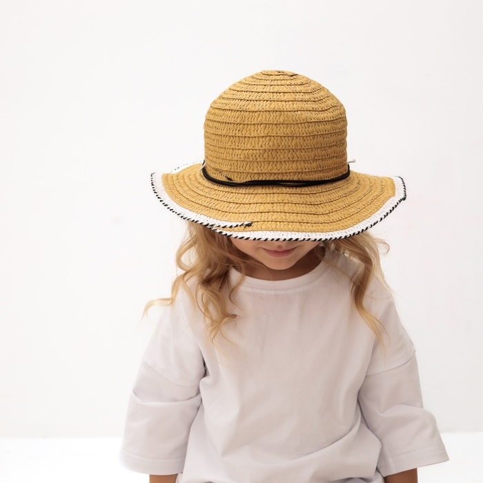 Шляпа для девочки MINAKU Шляпа для девочки MINAKU "Куколка", размер 50, цвет бежевый