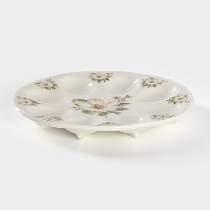 Подставка фарфоровая для яиц Доляна «Цветы шиповника», d=20 см Подставка фарфоровая для яиц Доляна «Цветы шиповника», d=20 см