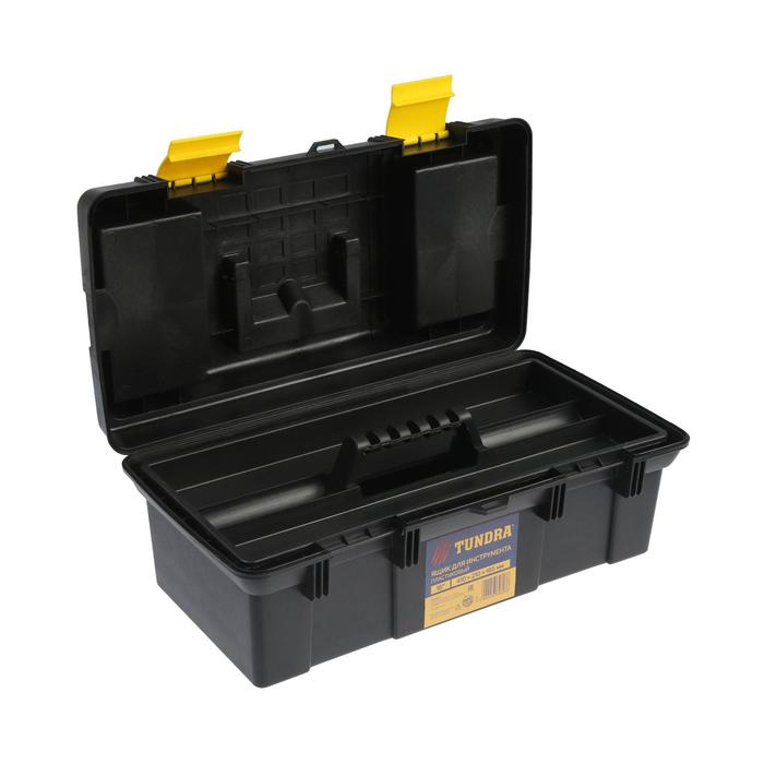 Ящик для инструмента ТУНДРА, 16 Ящик для инструмента ТУНДРА, 16", 410 х 210 х 185 мм, пластиковый, лоток, два органайзера