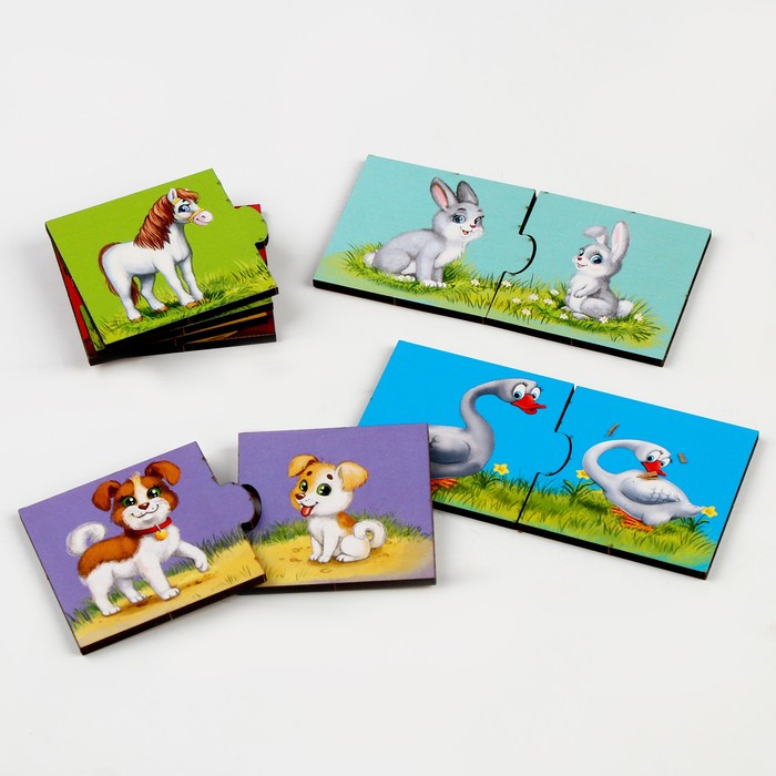 Пазл двойной «Малыши и мамы» (головоломка), 12 пазлов, 24 детали Пазл двойной «Малыши и мамы» (головоломка), 12 пазлов, 24 детали