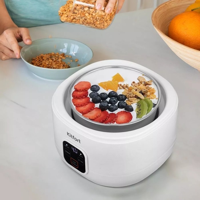 Йогуртница Kitfort KT-6082, 15 Вт, 1000 мл, 1 ёмкость, таймер, металл, белая Йогуртница Kitfort KT-6082, 15 Вт, 1000 мл, 1 ёмкость, таймер, металл, белая